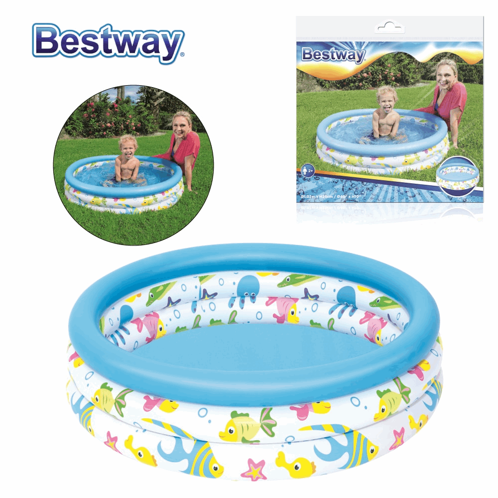 حمام سباحة 51008 &#39;حمام سباحة نفخ مدور 3 دور كائنات بحرية 102*25سم bestway