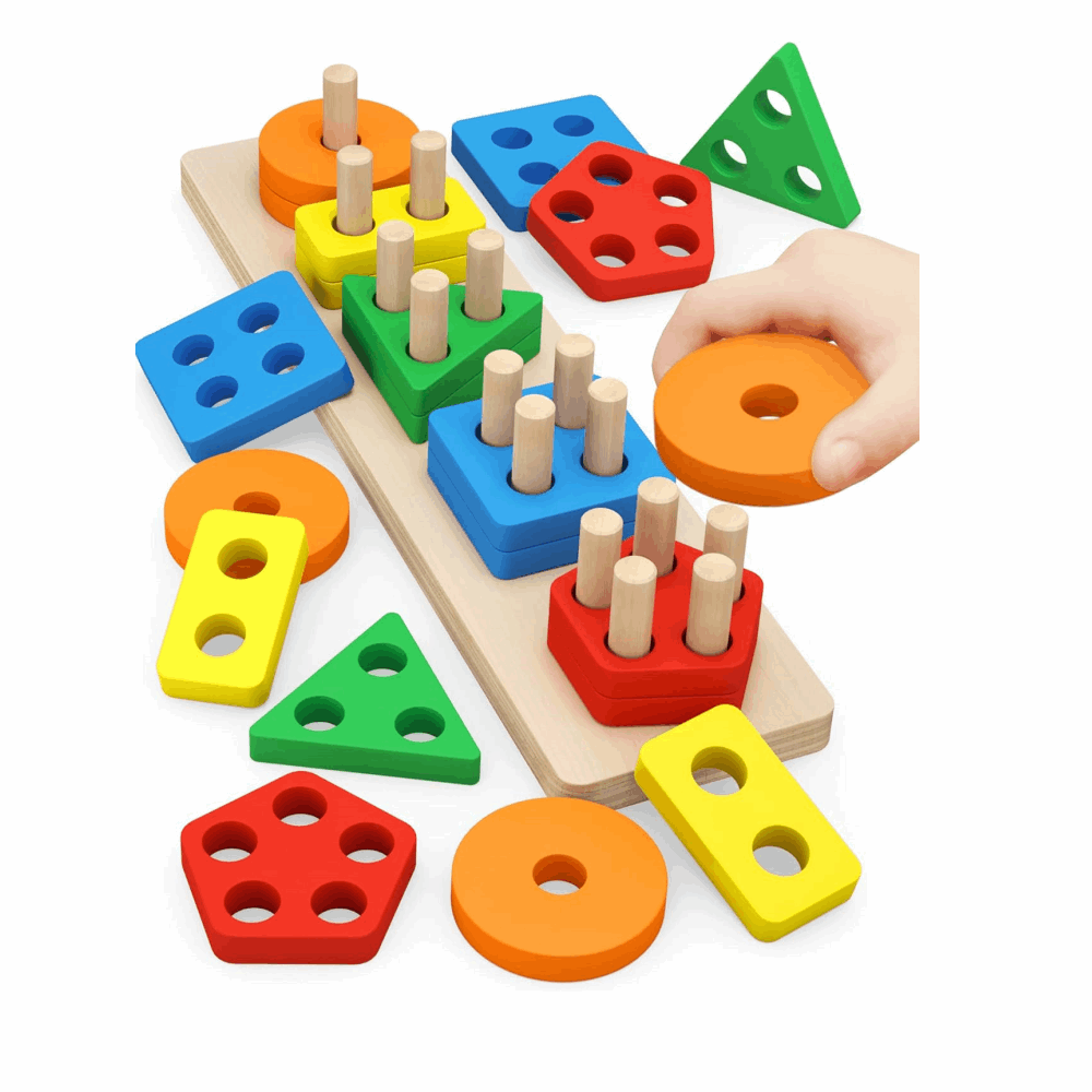 تنمية المهارات ترتيب اشكال هندسية 5 قطع W3-1