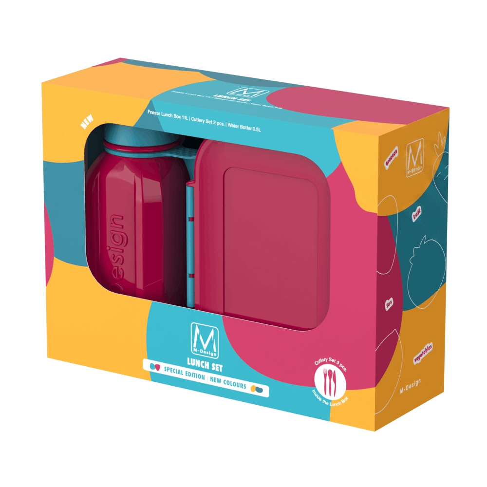 Lunch Box Lunch Set 1,100 ml 47662 Fuchssia