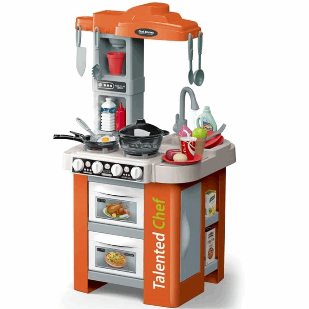 العاب مطبخ صوت ونور بخار A01-290 922-127 67 قطعة اورانج مقاس 33*34.5*72.5