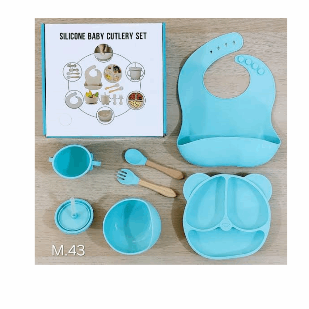 العاب طقم طعام بيبي سليكون mas-117 Blue