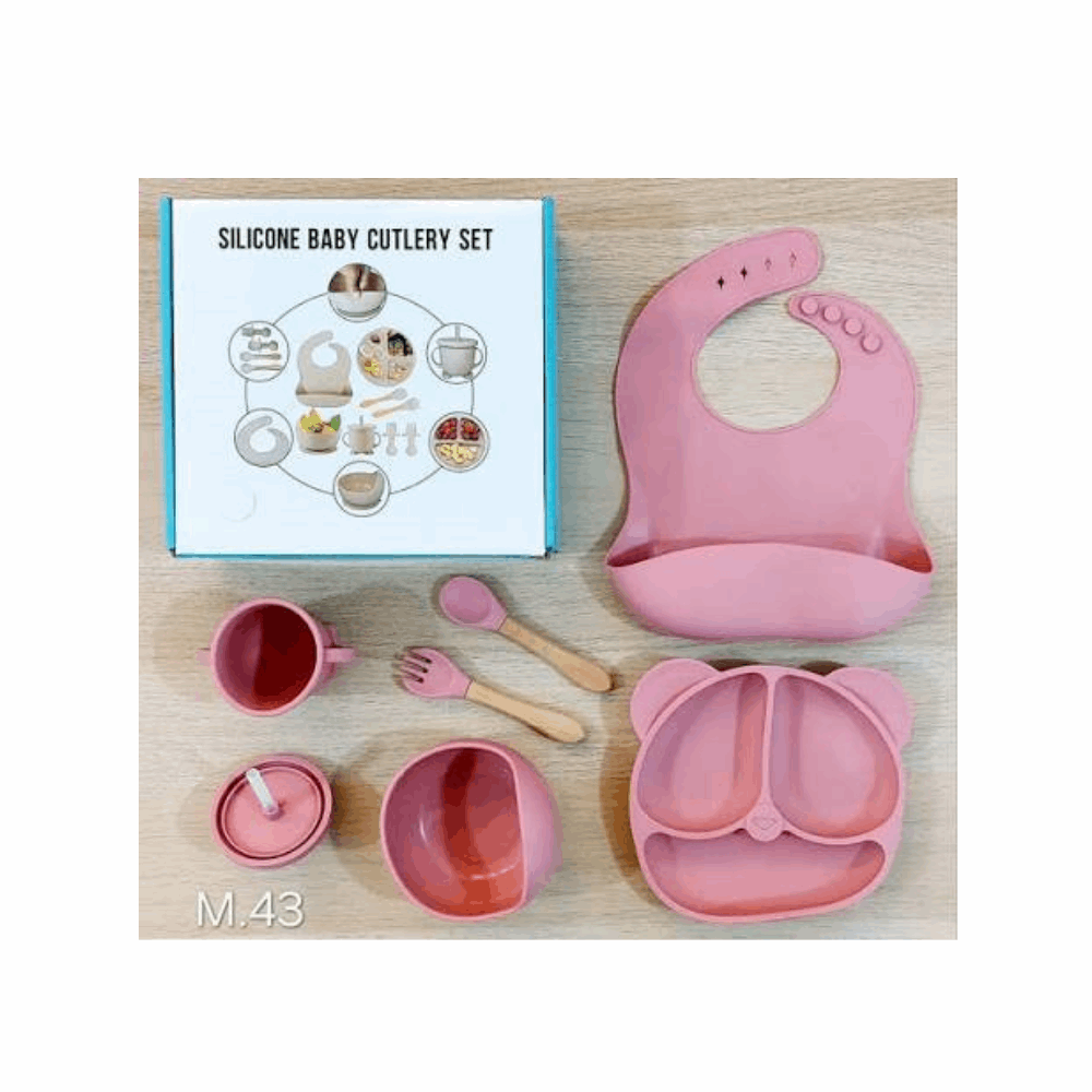 العاب طقم طعام بيبي سليكون mas-117 Pink